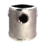Outer casing for 8kW submersible pumps (G8C58-0001-8KW-SS2), side-on view showing outlet hole on silver stainless steel housing