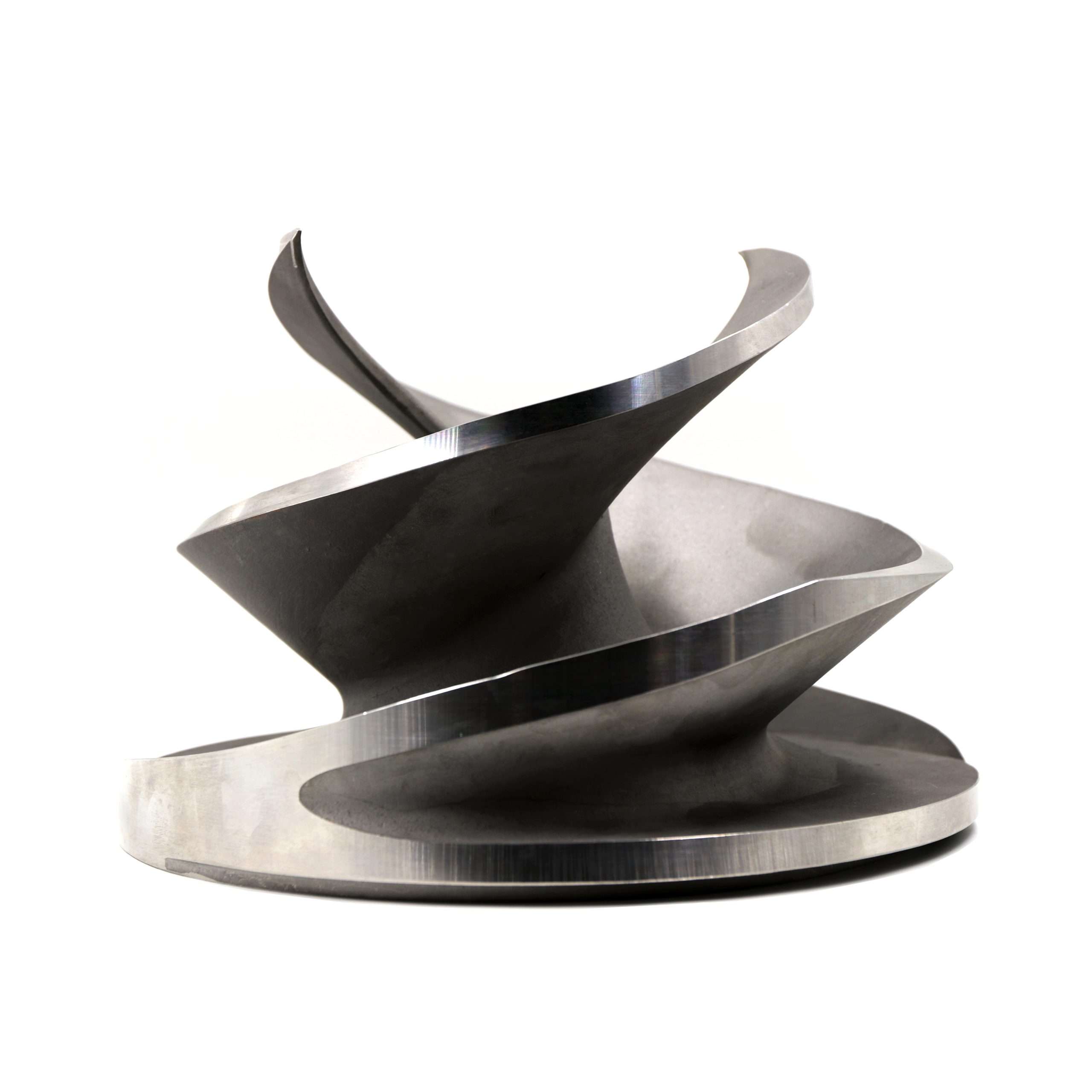 Side view of impeller for SPP Q150M trailer pumps, part number G9C28-0001-CD1, CD4MCu duplex stainless steel, on white background