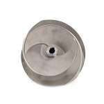 Top-down view of impeller for SPP Q150M trailer pumps, part number G9C28-0001-CD1, CD4MCu duplex stainless steel, sitting flat on white background