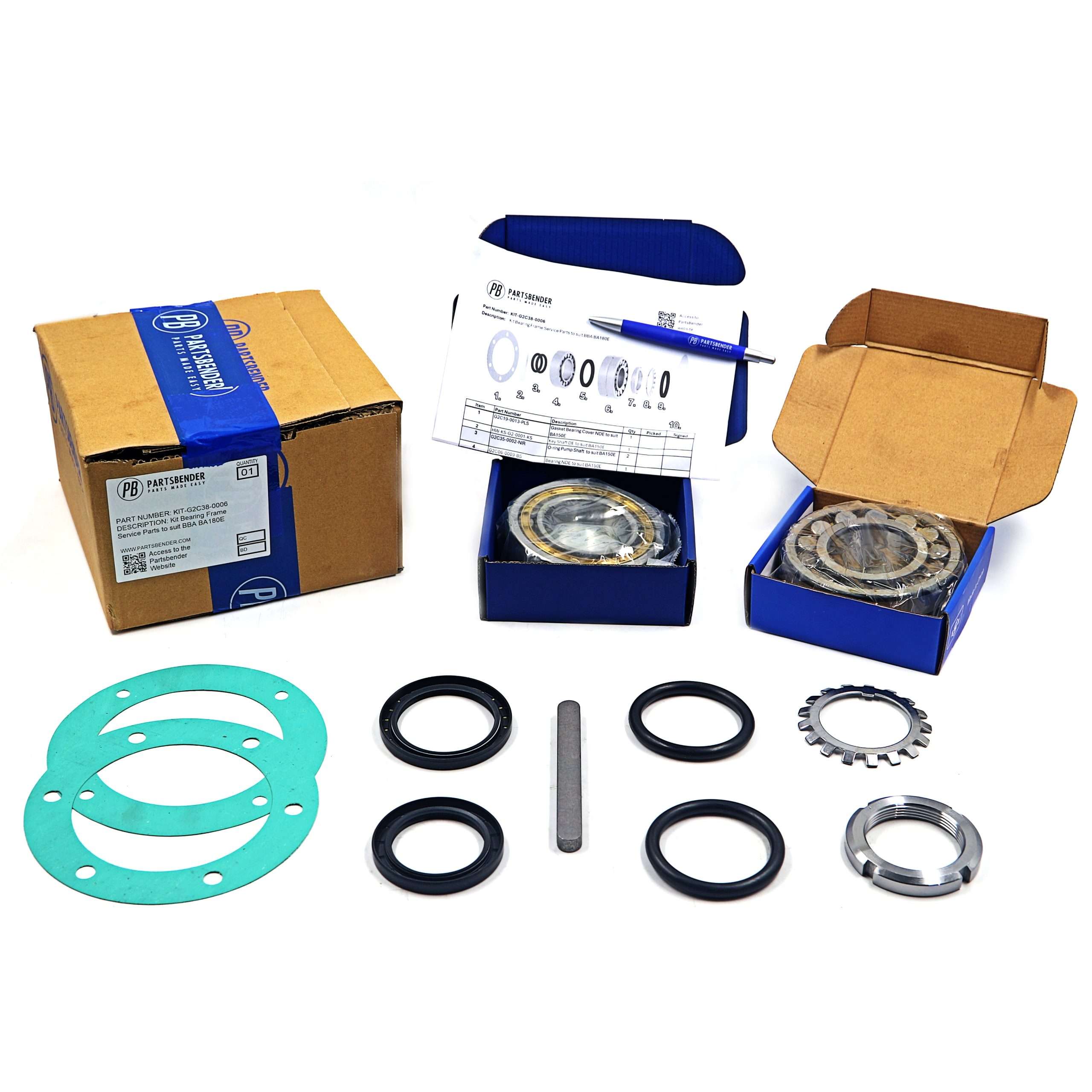 KIT-G2C38-0006 Bearing Frame Service Parts Kit – All Parts in Box – To Suit BBA BA180E Pumps