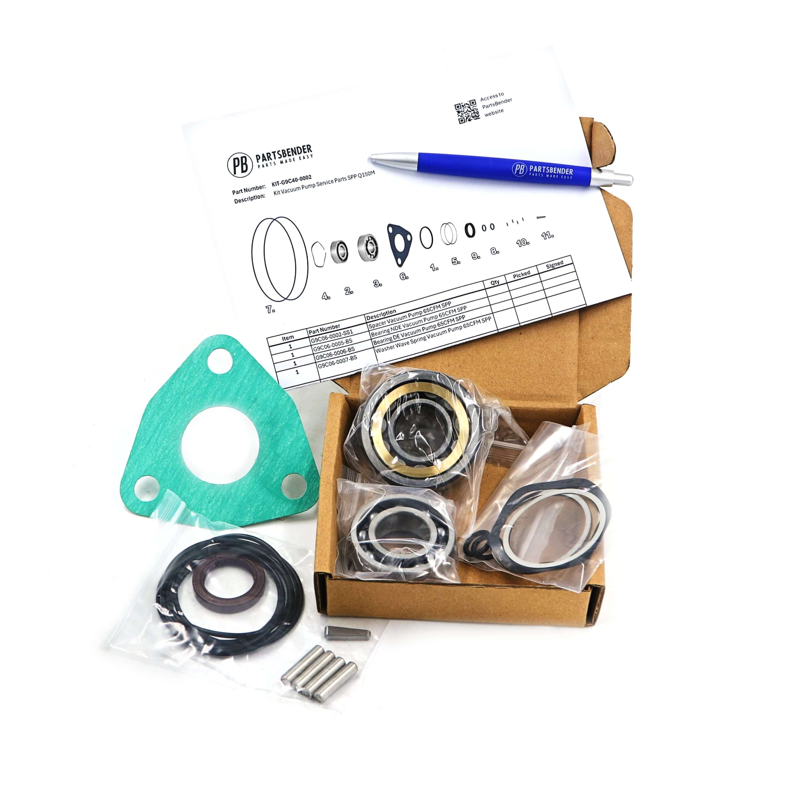 KIT-G2C40-0002 Vacuum Pump Service Parts Kit – All Parts in Box for SPP Q Range Pumps