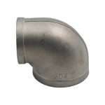 2 inch by 1-1/2 inch NPT 90 degree elbow side view